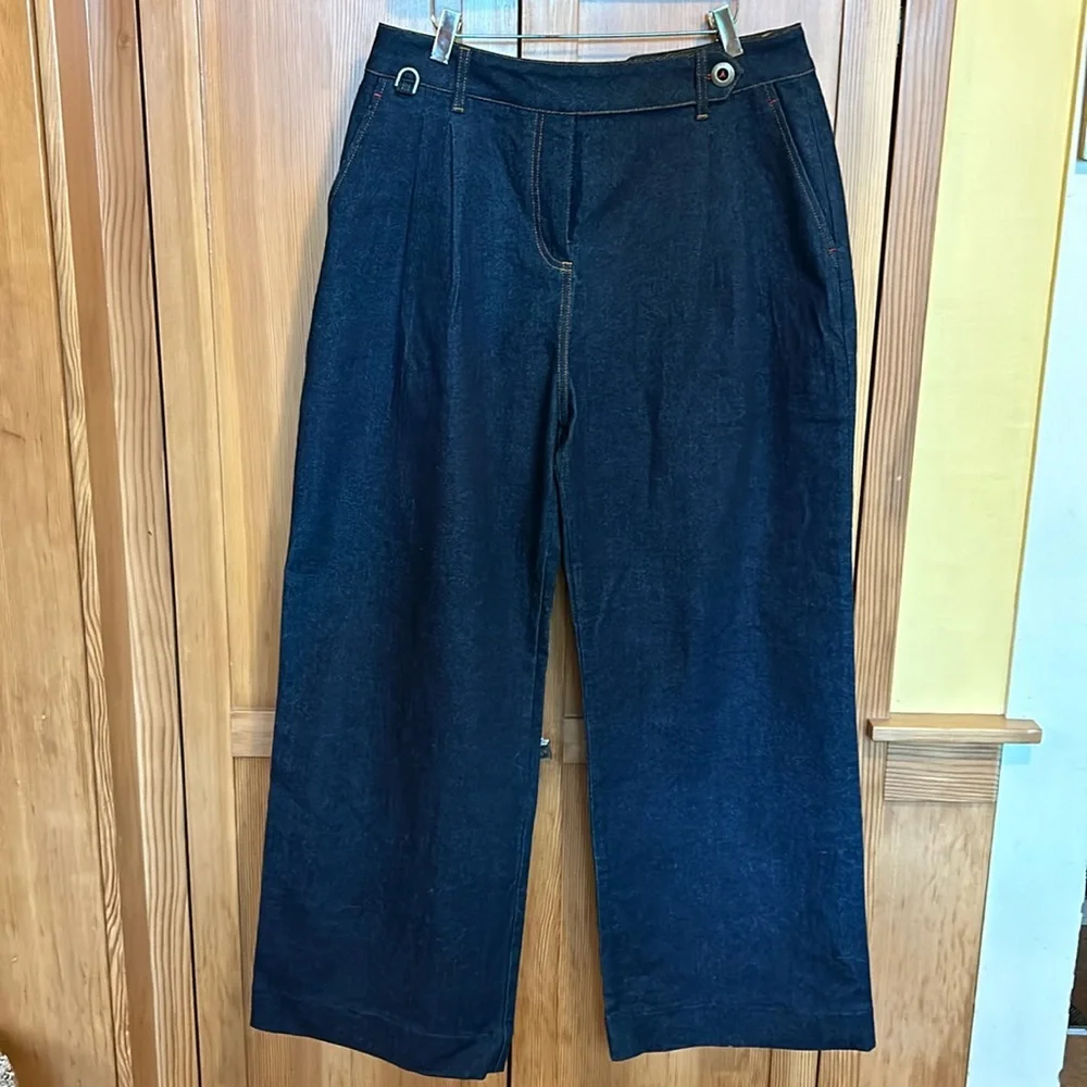 Wildfang Essential Denim Wide Leg Trouser -14 NWT - Picture 2 of 12